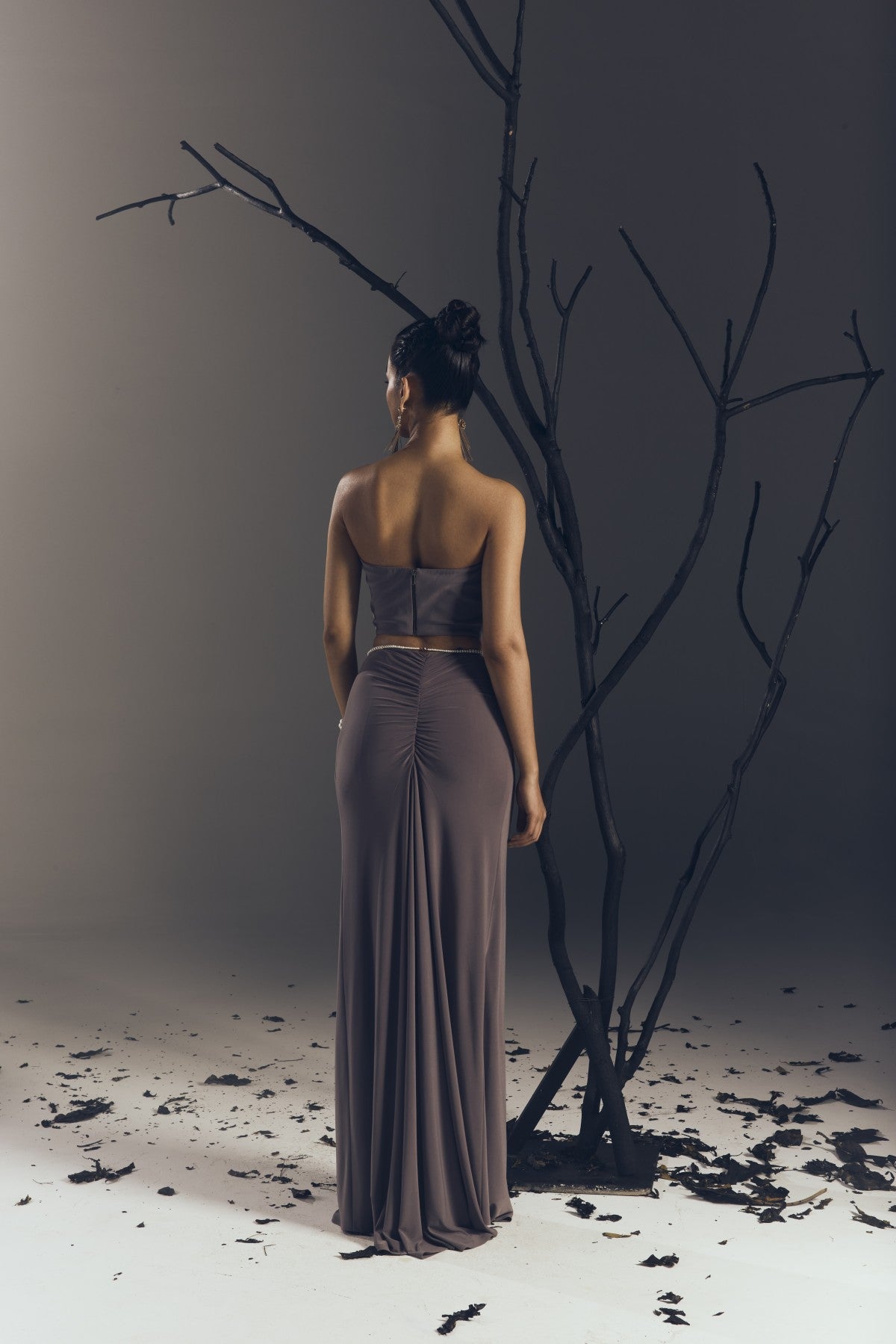 CORSET WITH LONG RUCHED SKIRT