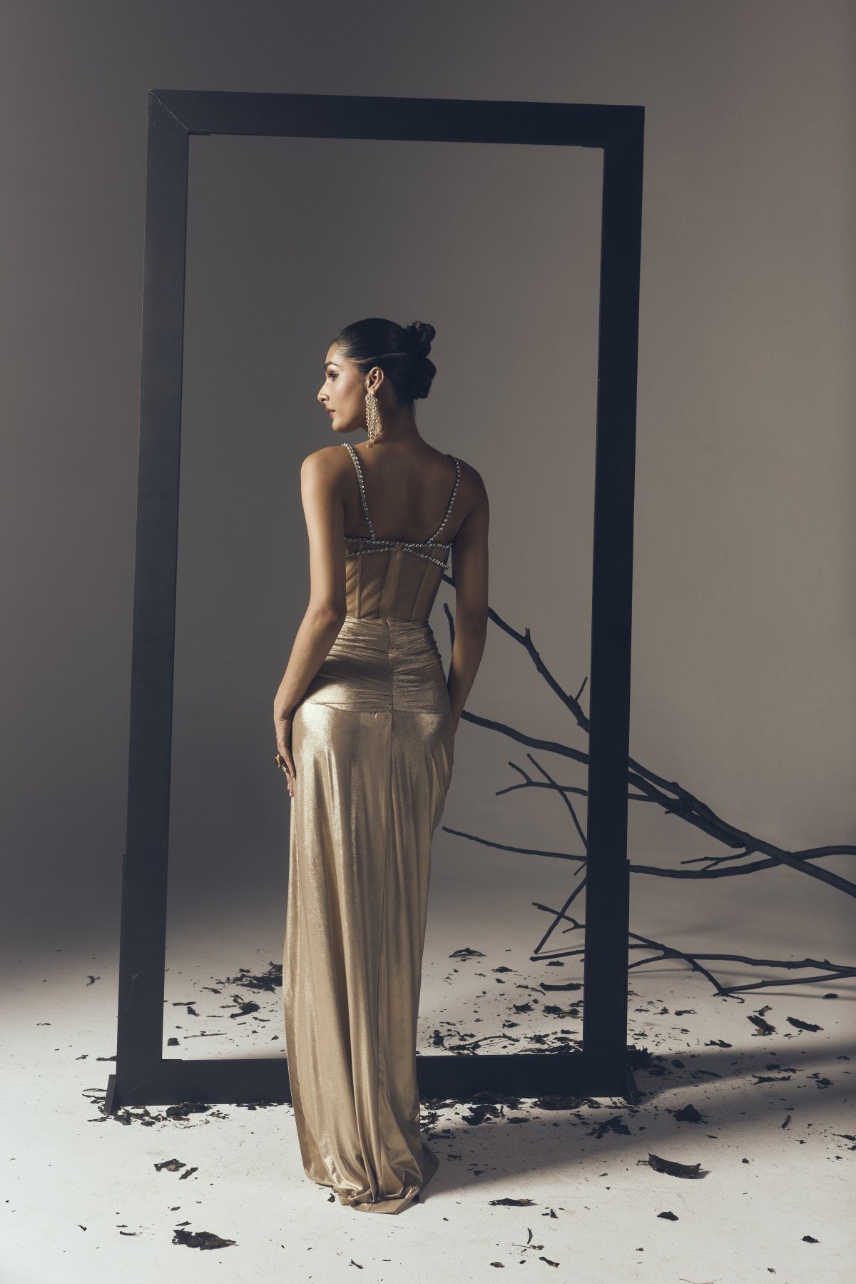 SHIMMER GOLD BUSTIER DRESS