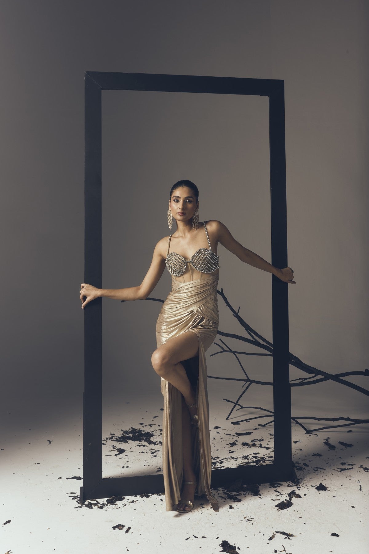 SHIMMER GOLD BUSTIER DRESS