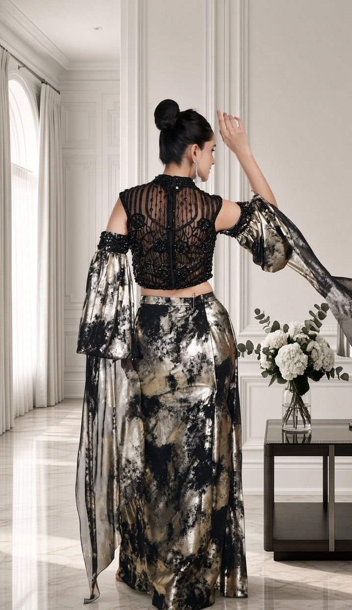 Tie and Dye Drape Skirt Blouse