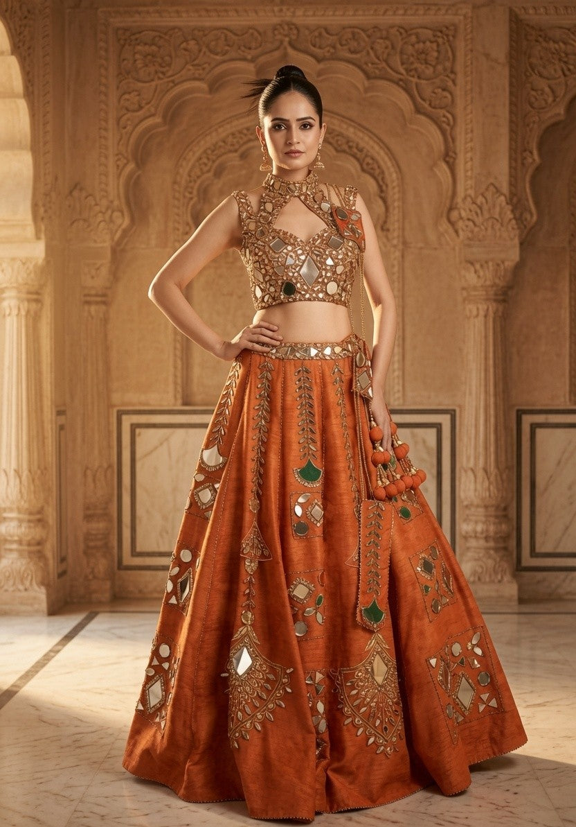 Tie and Dye Lehenga Blouse and Dupatta