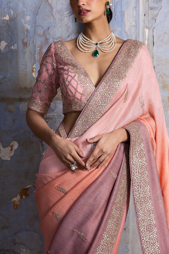 Peach to Mauve Ombre Saree