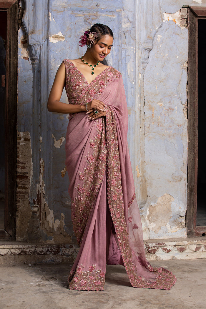 Rose 3D Work Saree