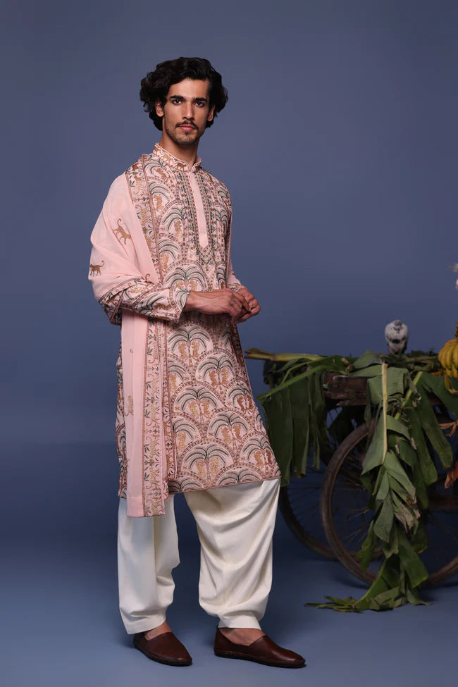 Avik Cheetah Pink Kurta Set