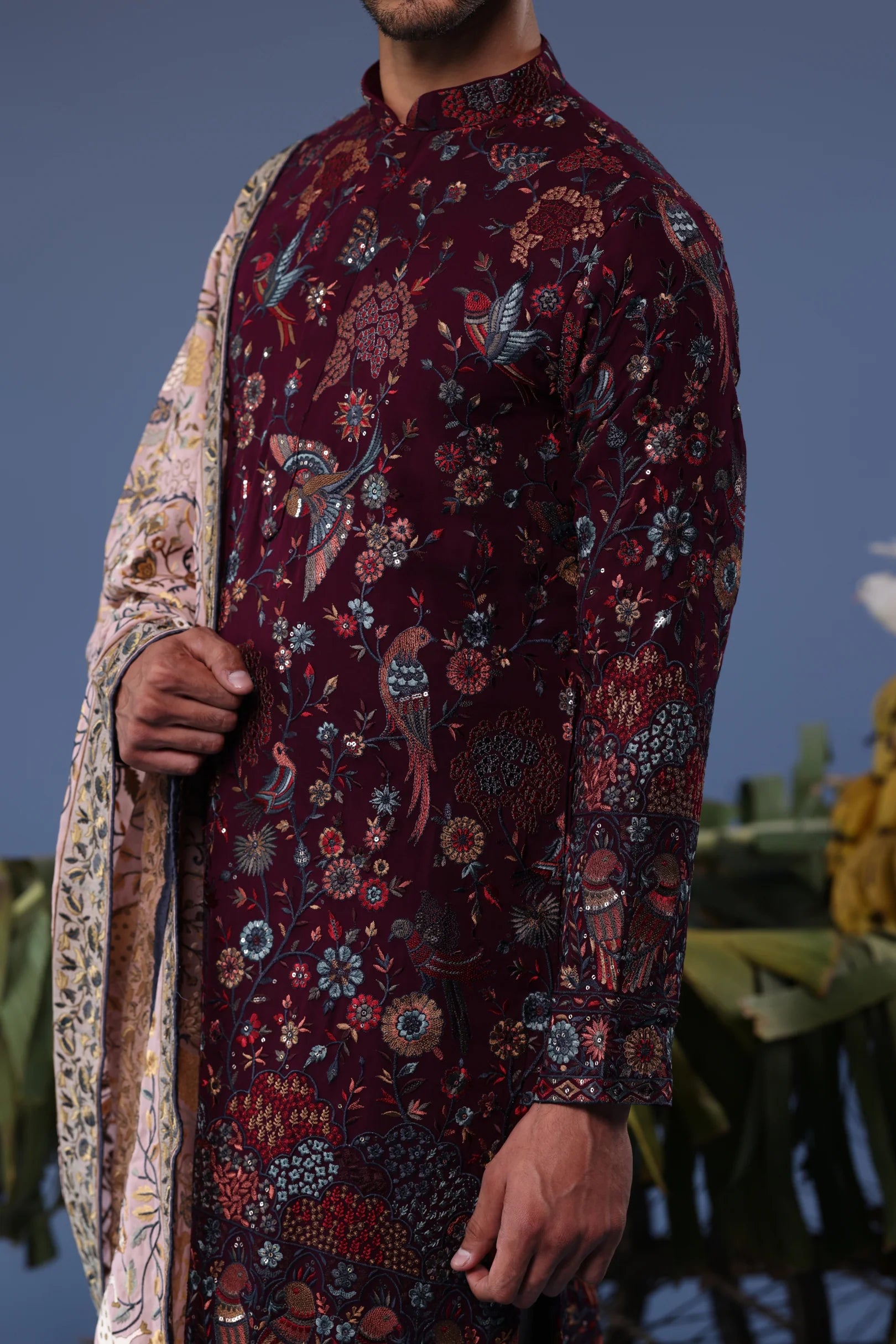 Gul Wine Kurta Set