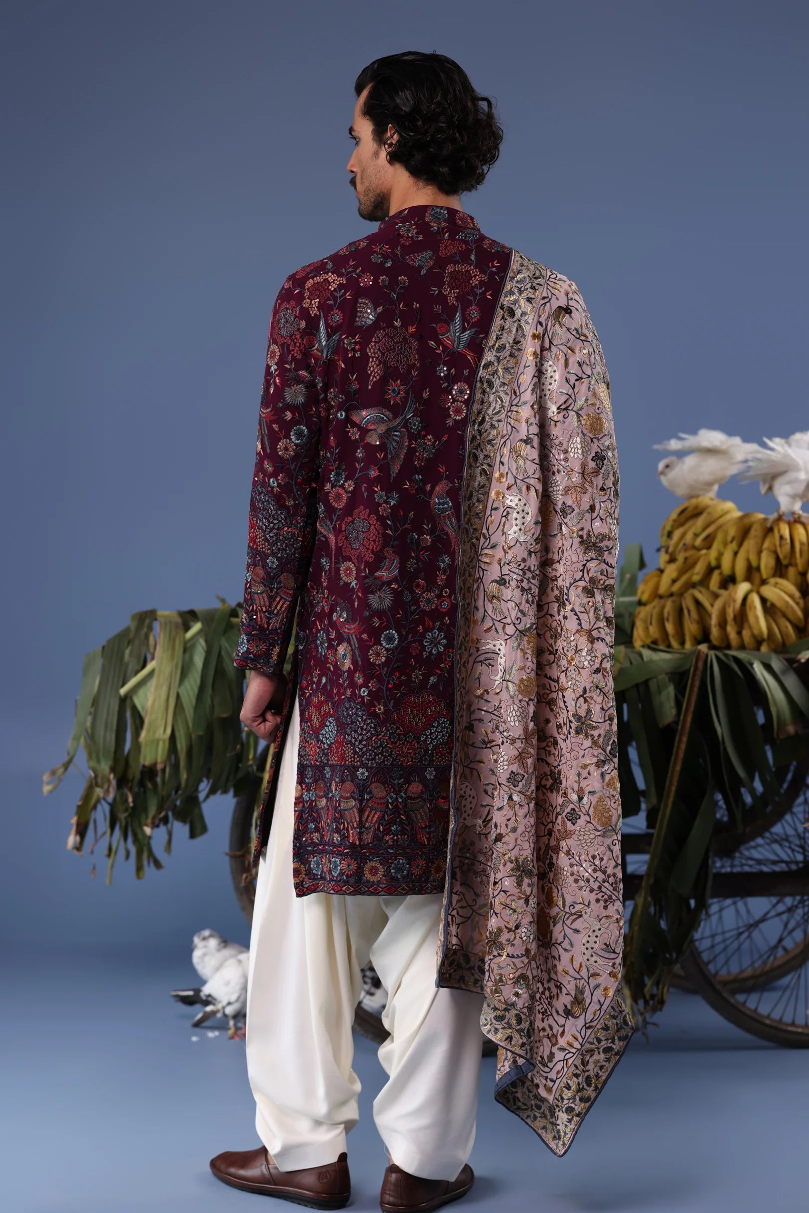 Gul Wine Kurta Set