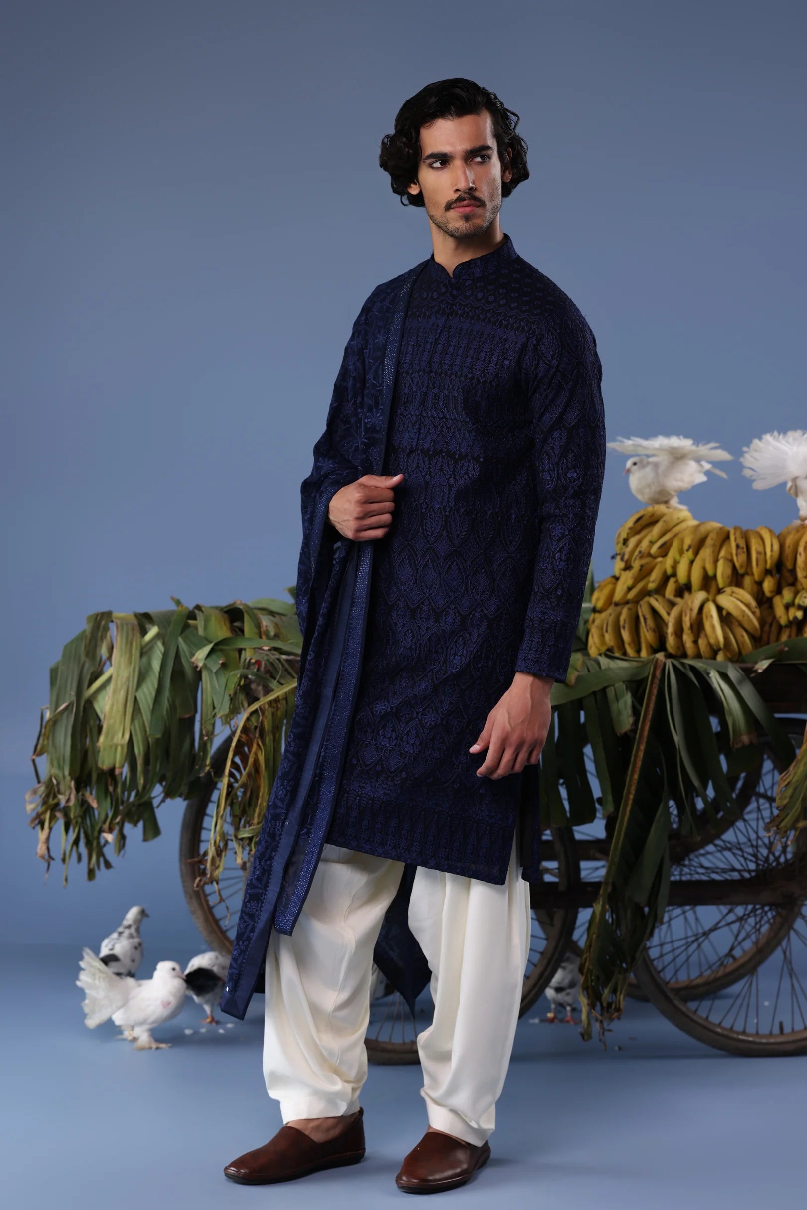 Daniyaal Navy blue Kurta Set