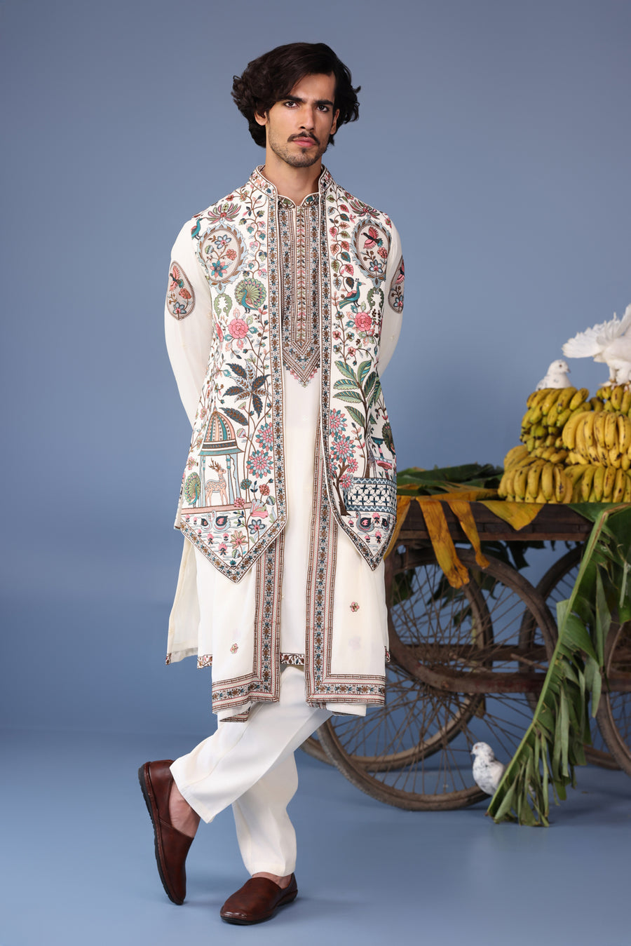Bilal Ivory Kurta Jacket Set