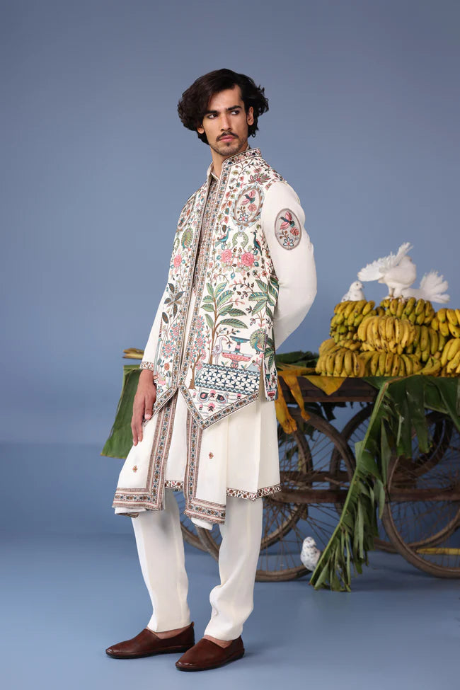 Bilal Ivory Kurta Jacket Set