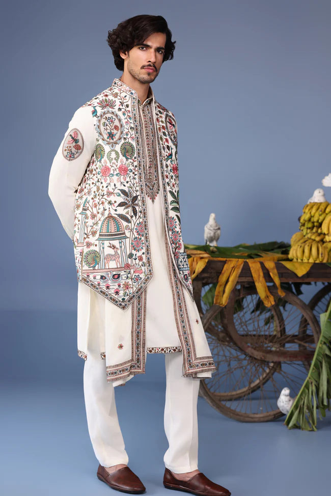 Bilal Ivory Kurta Jacket Set