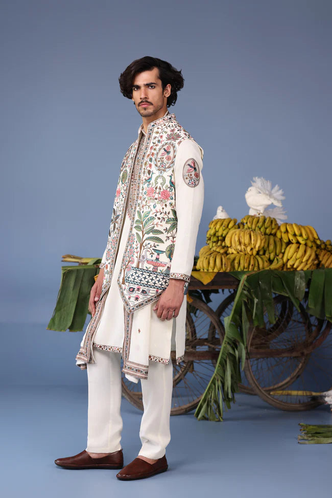 Bilal Ivory Kurta Jacket Set