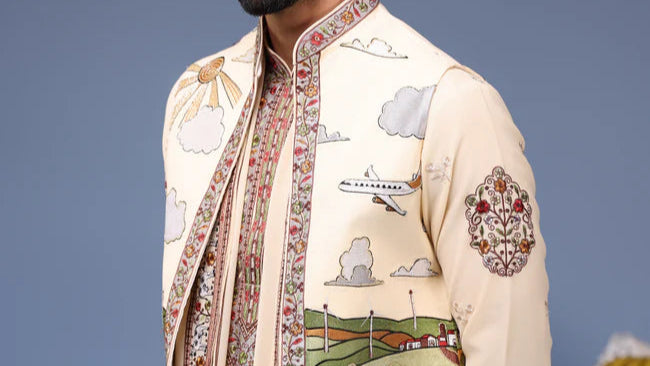 Musaafir Cream Kurta Jacket Set