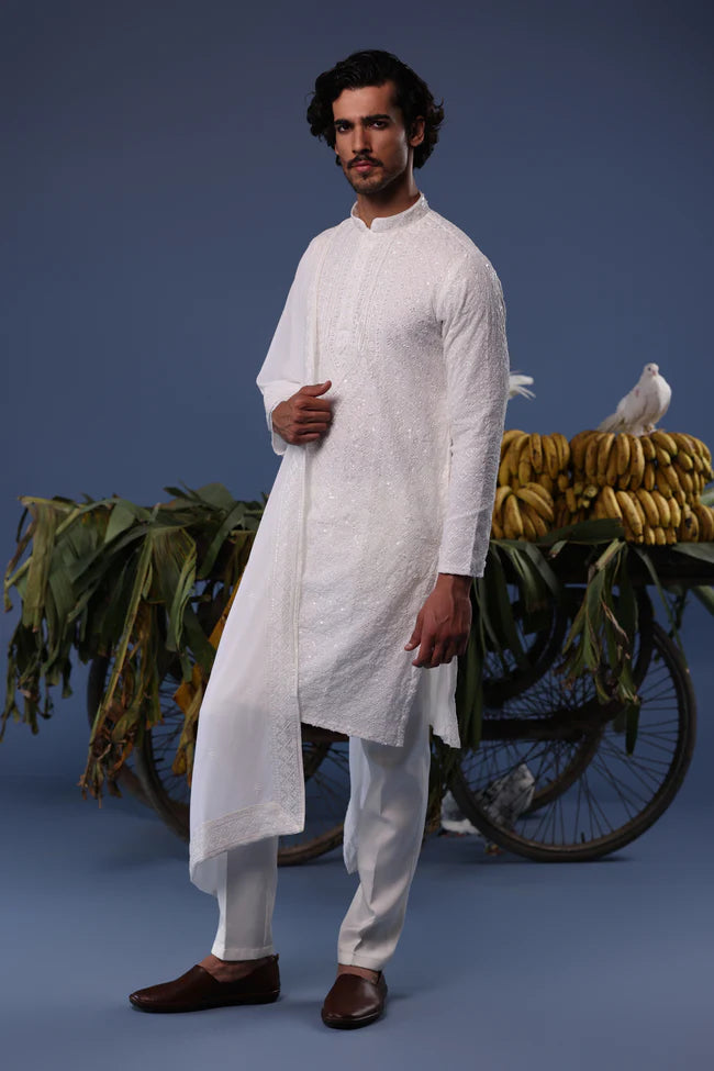 Hamza Ivory Kurta Set