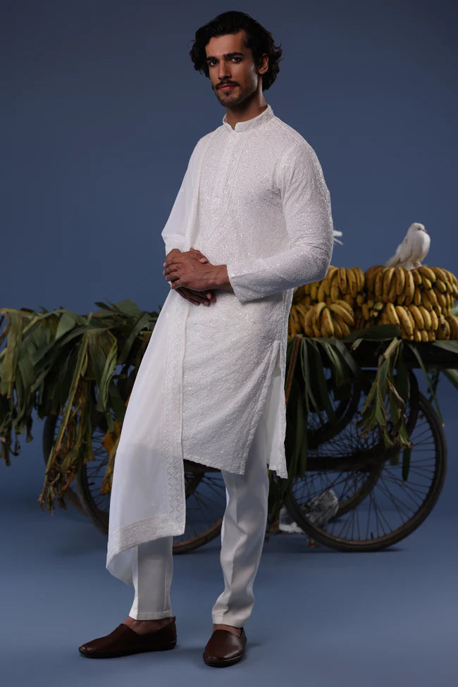Hamza Ivory Kurta Set