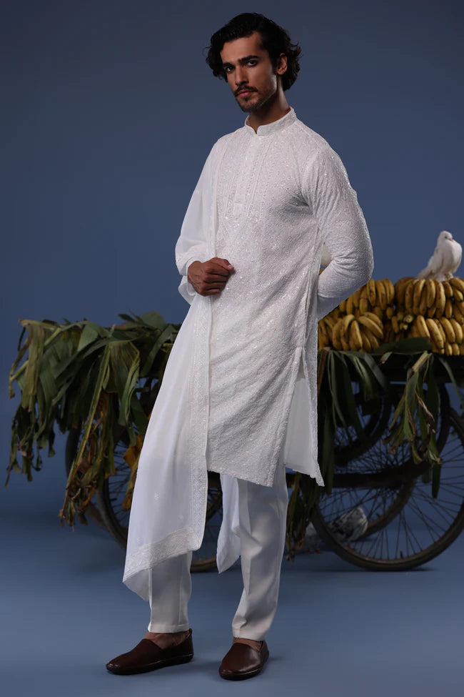 Hamza Ivory Kurta Set