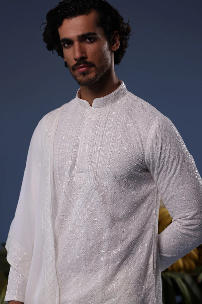 Hamza Ivory Kurta Set