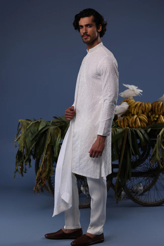 Hamza Ivory Kurta Set