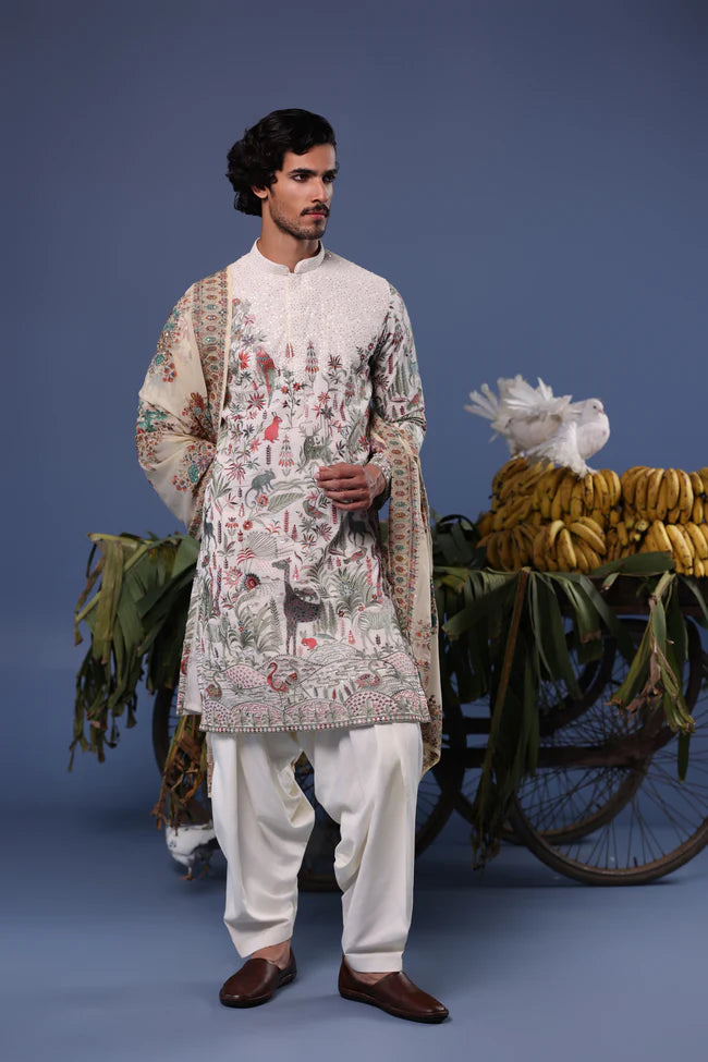 Jibran Giraffe Ivory Kurta Set