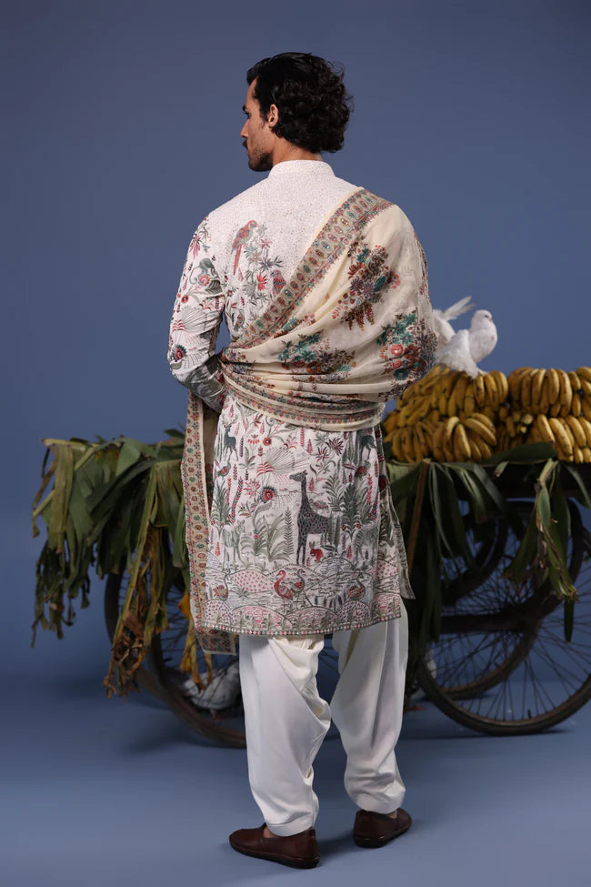Jibran Giraffe Ivory Kurta Set