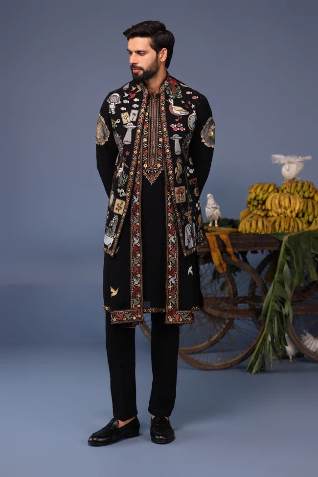 Kainaat Black Kurta Jacket Set