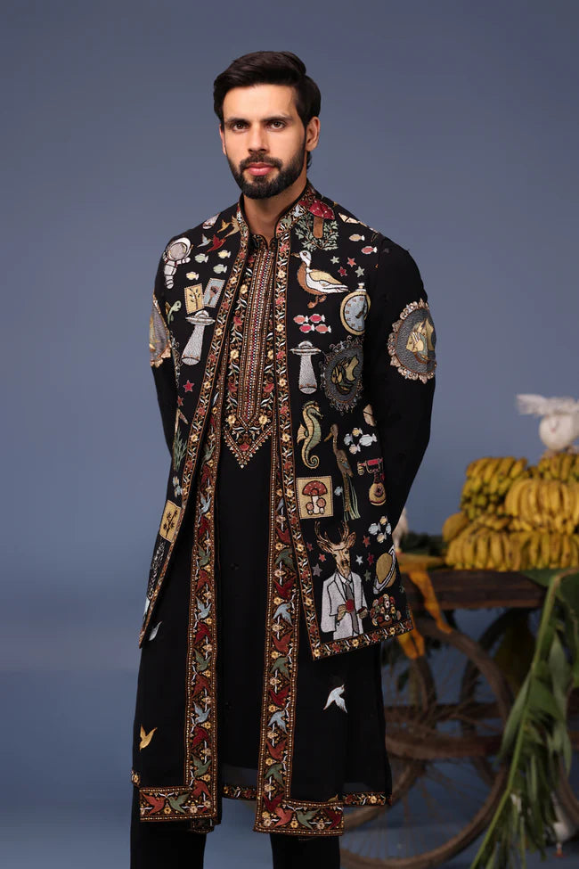 Kainaat Black Kurta Jacket Set