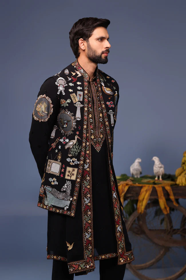 Kainaat Black Kurta Jacket Set