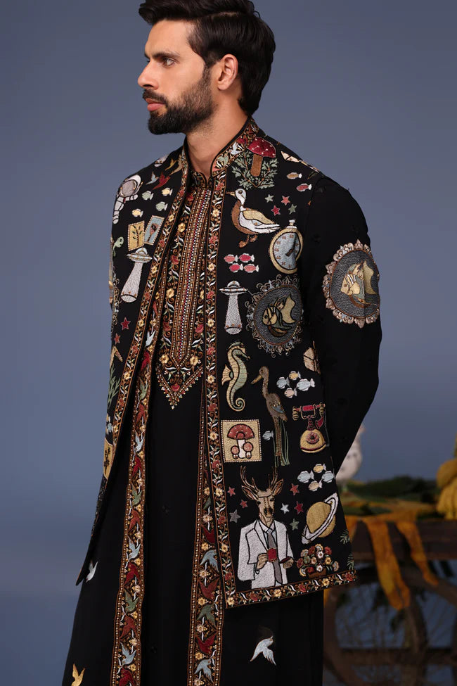 Kainaat Black Kurta Jacket Set