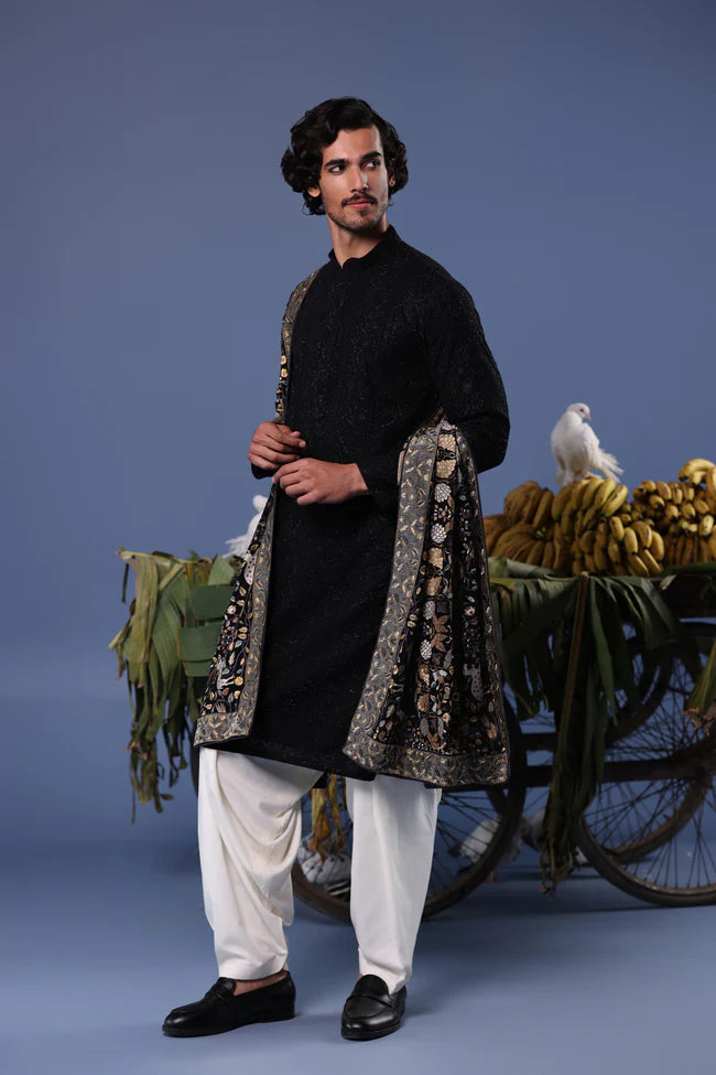 Kashif Black Kurta Set