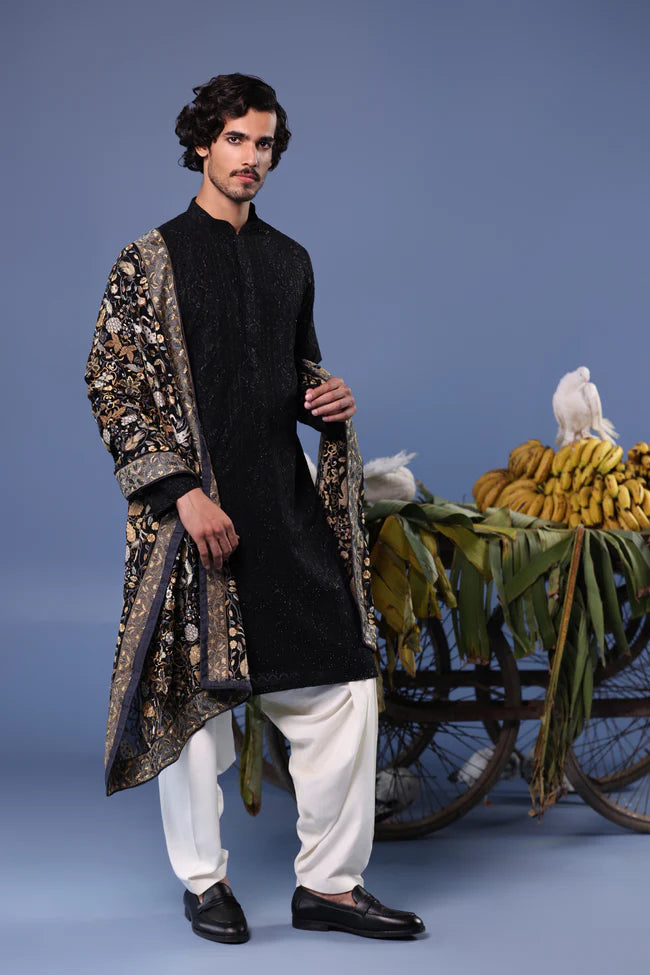 Kashif Black Kurta Set