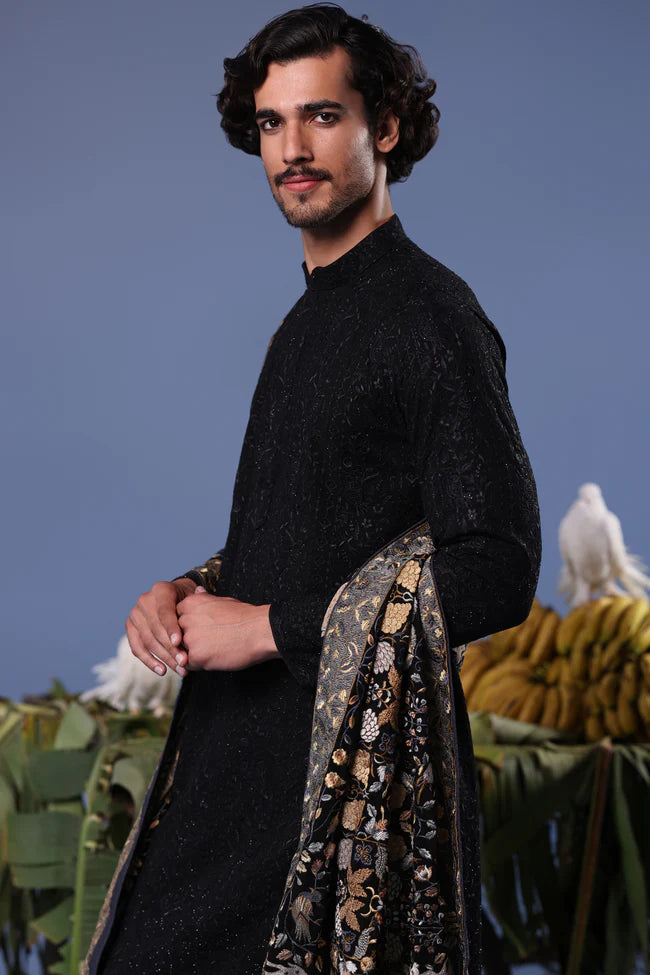 Kashif Black Kurta Set