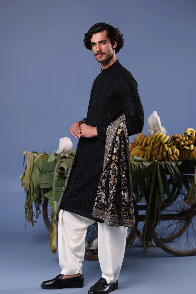 Kashif Black Kurta Set