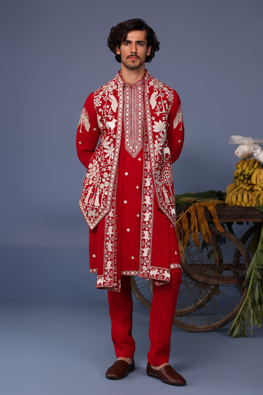 Heer Pichwai Resham Hot Pink Kurta Jacket Set