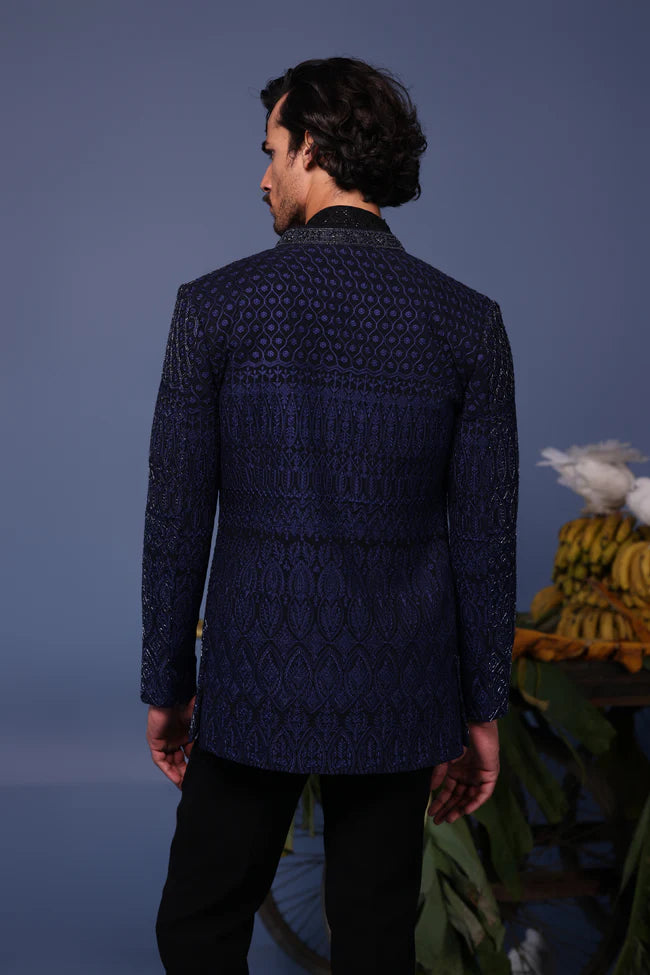 Hifa Navy Blue Jodhpuri Set