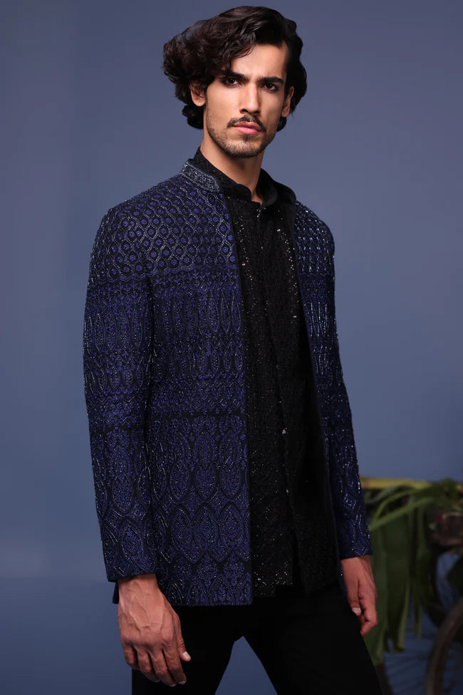 Hifa Navy Blue Jodhpuri Set