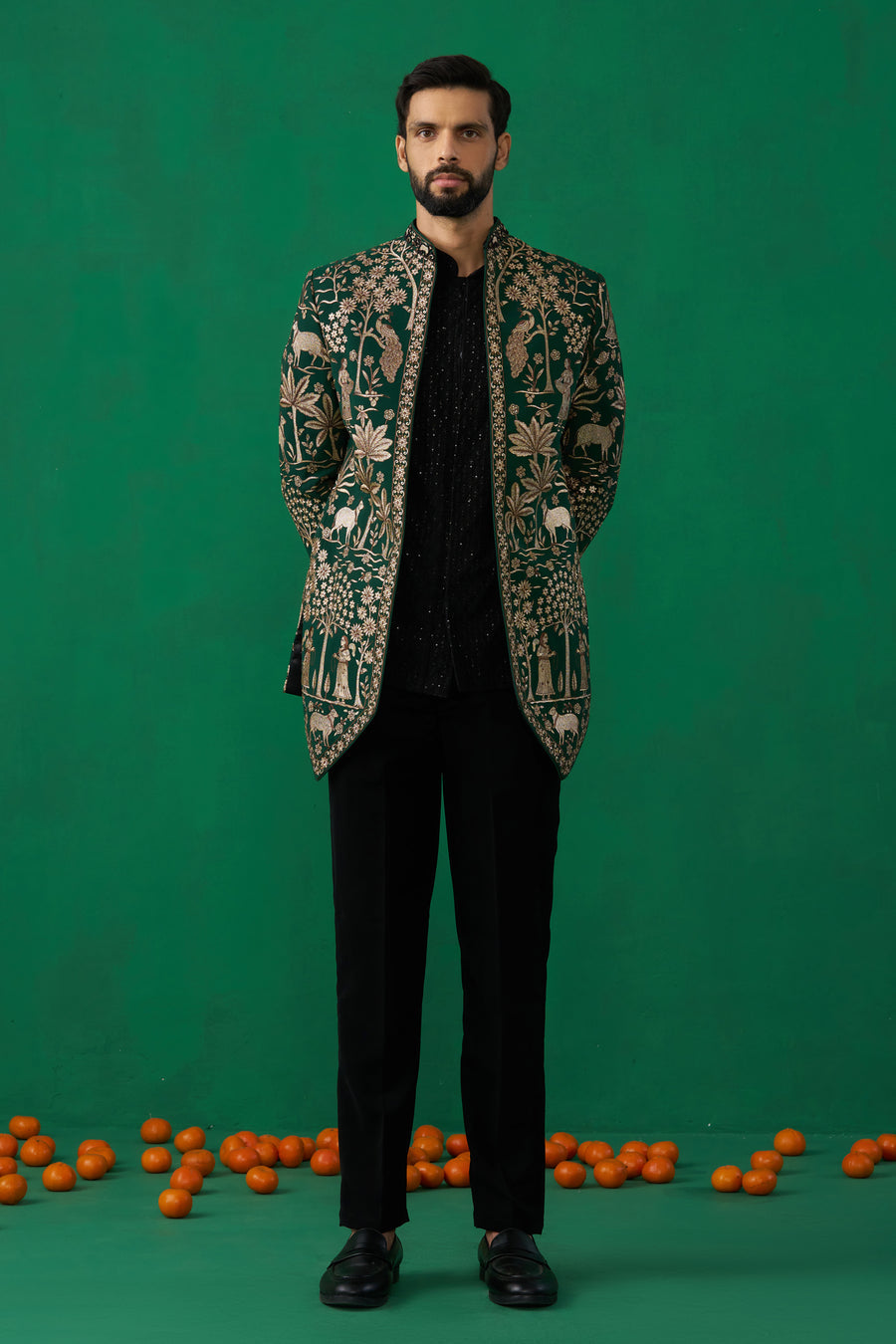 PICHWAI GREEN JODHPURI SET