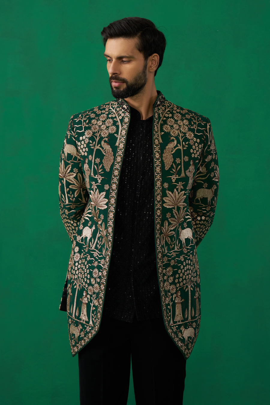 PICHWAI GREEN JODHPURI SET