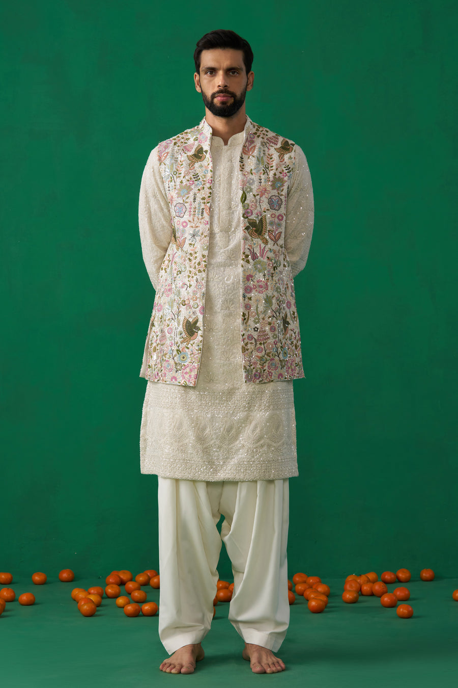 PHOOLPANKH IVORY KURTA JACKET SET