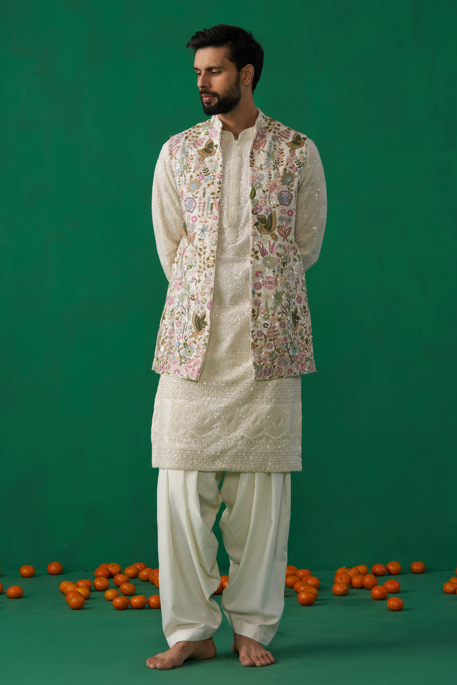 PHOOLPANKH IVORY KURTA JACKET SET