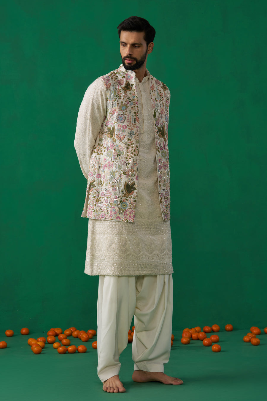 PHOOLPANKH IVORY KURTA JACKET SET