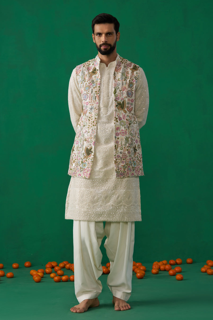 PHOOLPANKH IVORY KURTA JACKET SET