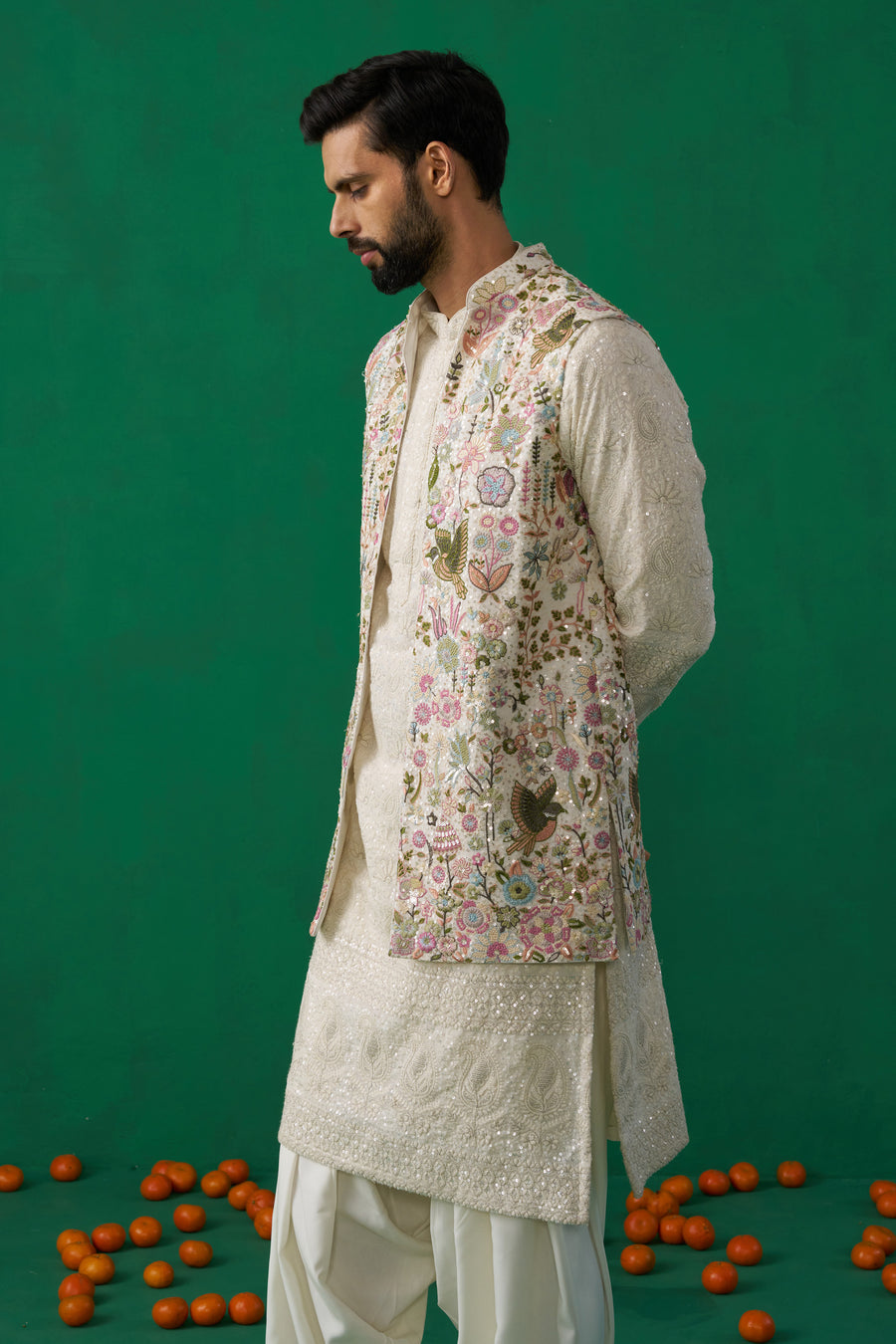 PHOOLPANKH IVORY KURTA JACKET SET