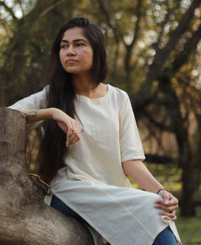 Vilambhit – Classic Long Kurta for Women | Naturally Dyed | Organic Cotton