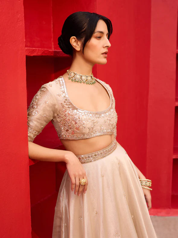 KLIANTHA GOLD TISSUE LEHENGA SET