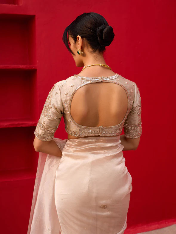 KLIANTHA WHITE GOLD  SAREE SET