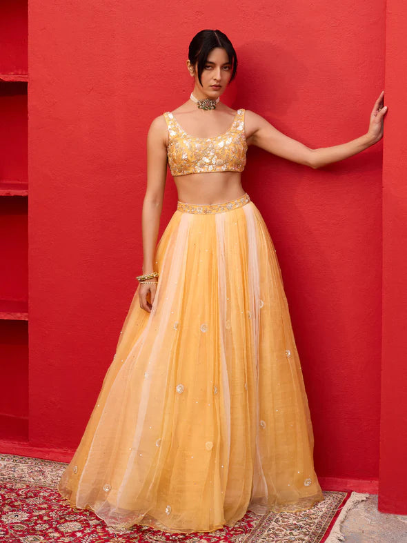 DEWDROP HONEY ORGANZA LEHENGA SET