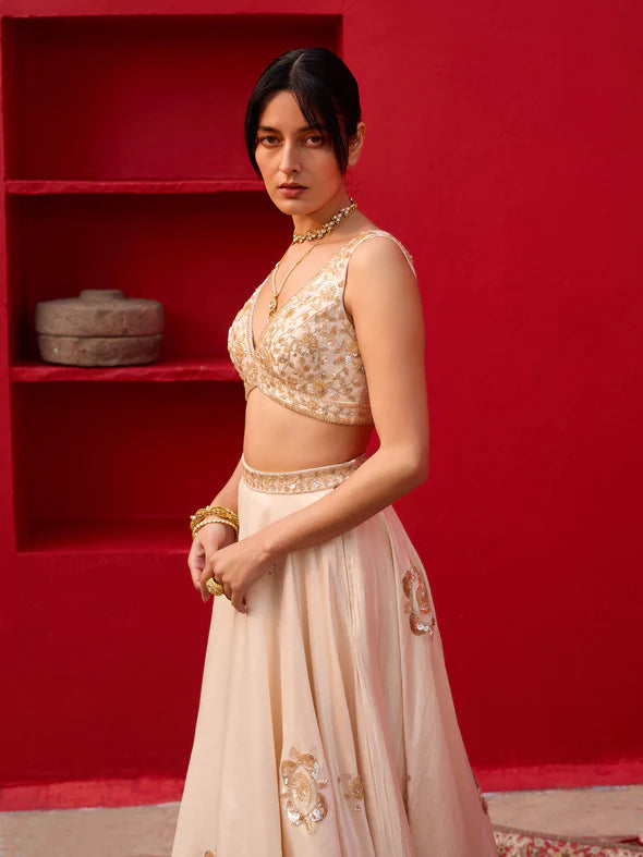 VANILLA GOLD LEHENGA SET