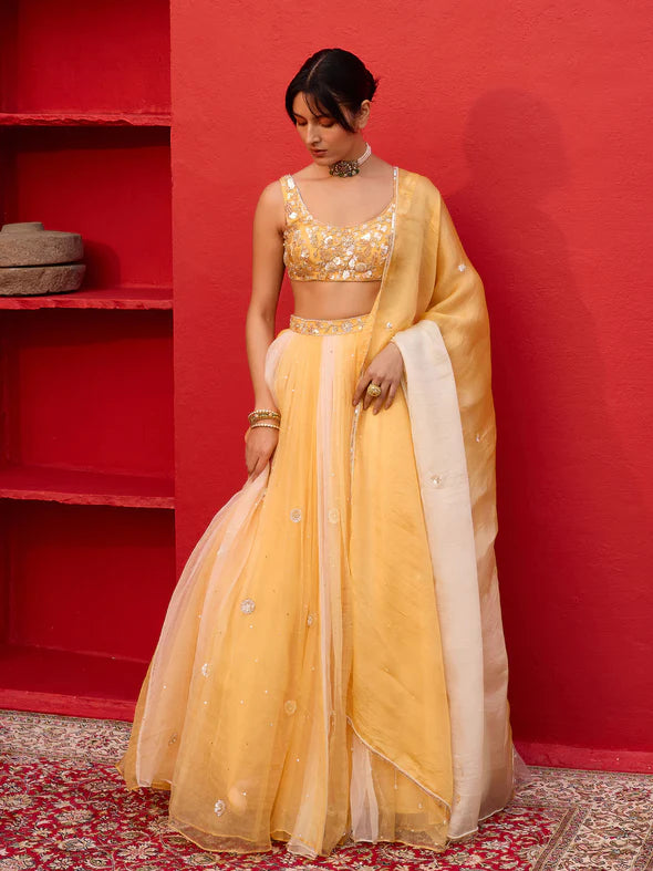 DEWDROP HONEY ORGANZA LEHENGA SET