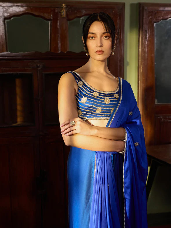 THE COBALT MIRAGE SAREE SET
