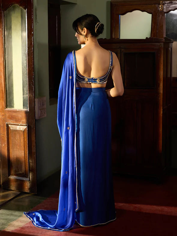 THE COBALT MIRAGE SAREE SET