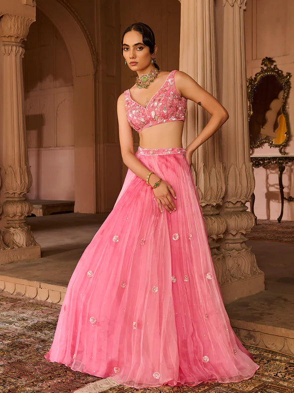 Petal Fade Organza Lehenga Set